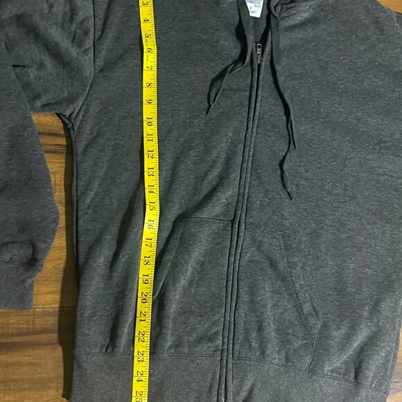 Men's Full-Zip Fleece Hoodie charcoal gray Size S - Picture 3 of 8